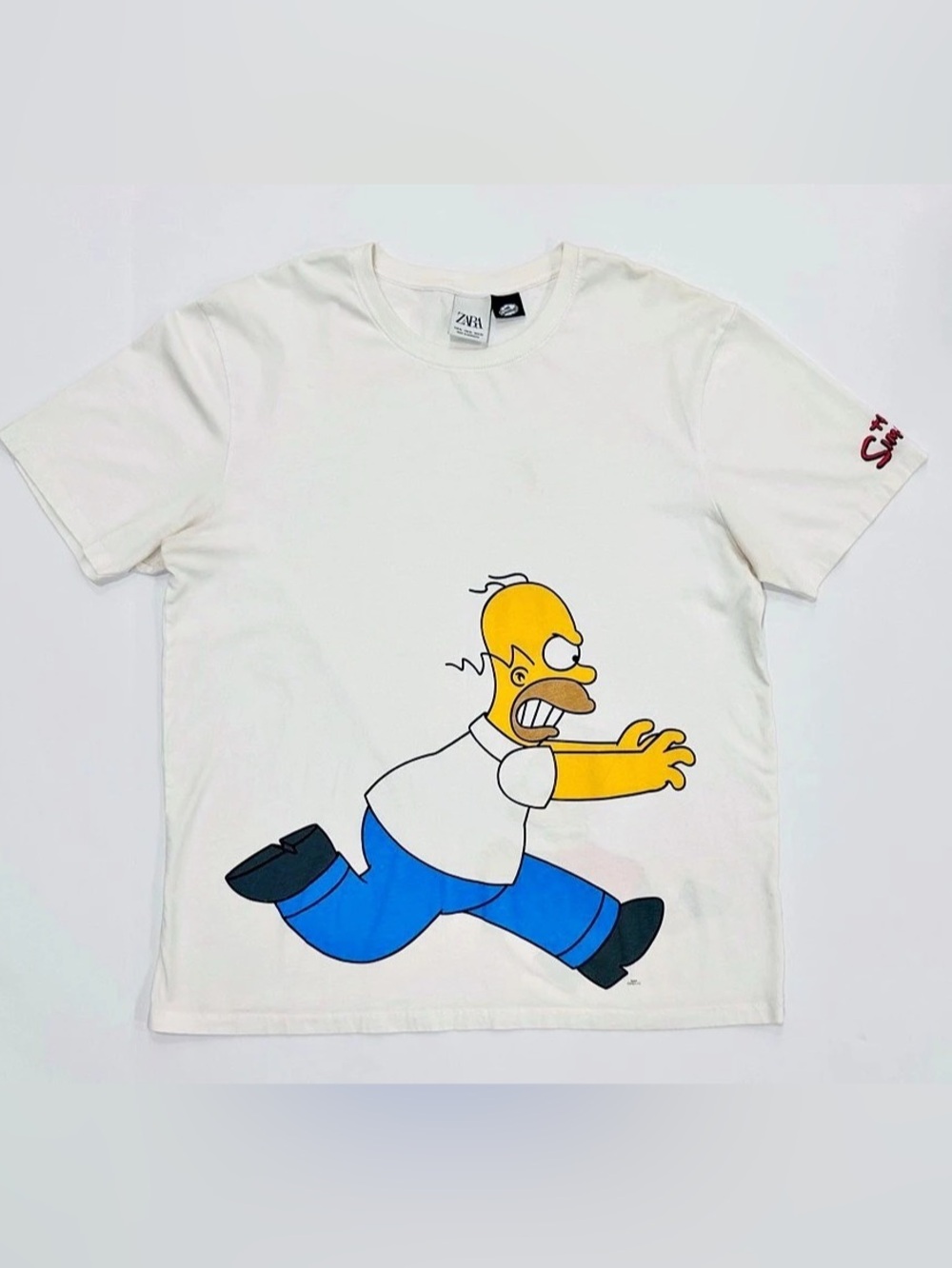 Zara Man The Simpson White Crew Neck Short Sleeve Homer Simpsons Graphic T-Shirt